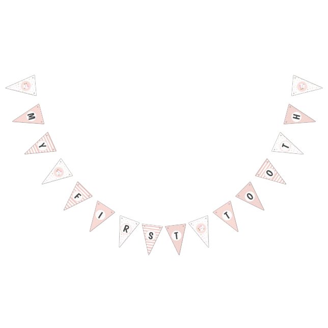 My First Tooth Party Decoration Pink Bunting Flags (All)