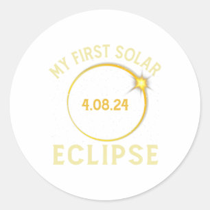 My First Total Solar Eclipse April 8th Toddler Kid Classic Round Sticker