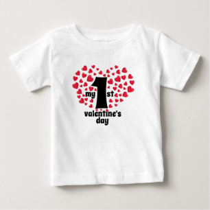My first valenitine's day black script red heart baby T-Shirt