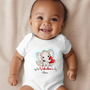 My First Valentines day Personalized Name Baby Bodysuit