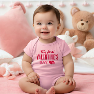 My First Valentine's Day Pink Baby Girl Baby Bodysuit