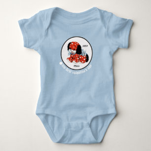 My First Valentine's Day. Vintage Puppy with heart Baby Bodysuit