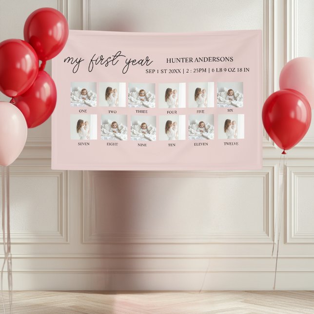 My First Year 12-Photo Pink | Baby's First Year Banner (Creator Uploaded)