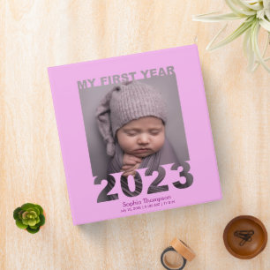 My First Year 2023 Modern Cutout Baby Photo Pink Binder