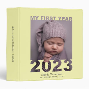 My First Year 2023 Modern Cutout Baby Photo Yellow Binder