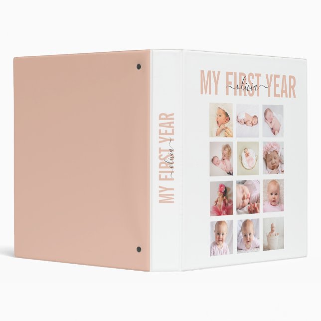 My First Year Baby Name 12 Photo Collage   3 Ring  Binder (Background)