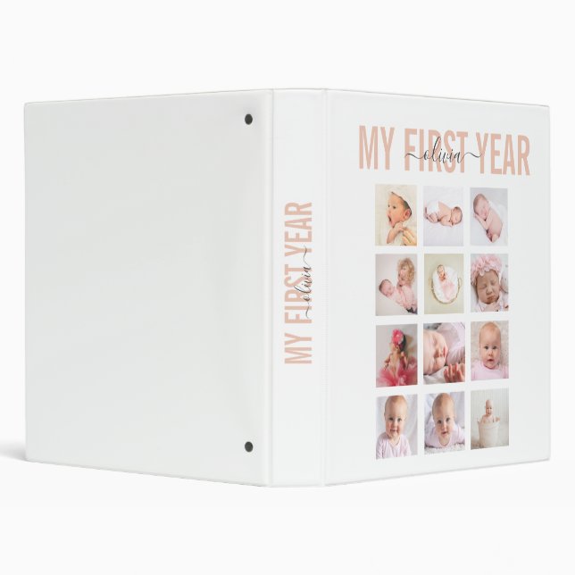 My First Year Baby Name 12 Photo Collage   Binder (Background)