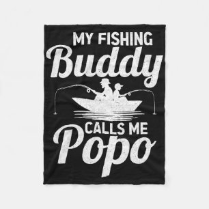 My Fishing Buddies Calls Me Popo Father's Day Fish Fleece Blanket
