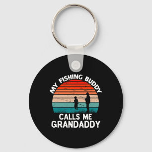 My Fishing Buddy Calls Me Grandaddy Retro Vintage Keychain