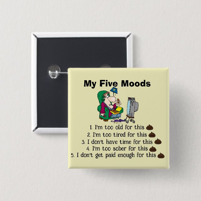 My Five Moods Button (Front & Back)