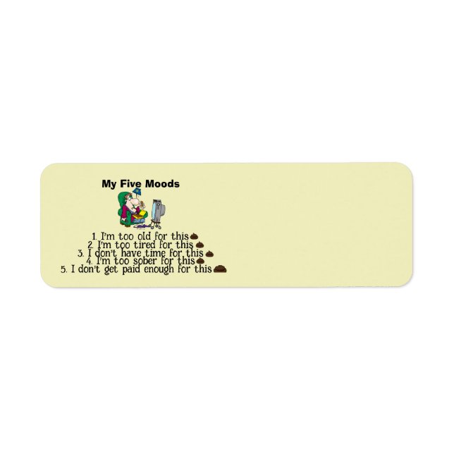 My Five Moods Return Address Label (Front)