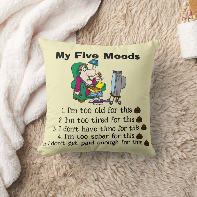 My Five Moods Throw Pillow (Blanket)