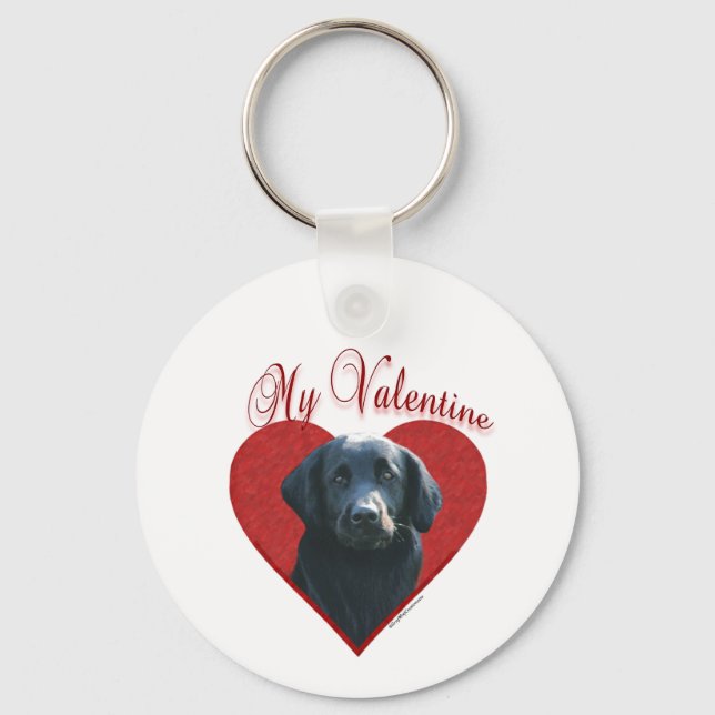 My Flat-Coated Retriever Valentine Keychain (Front)