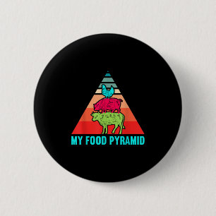 My Food Pyramid Cow Pig Chicken Funny Bbq Smoker B 2 Inch Round Button