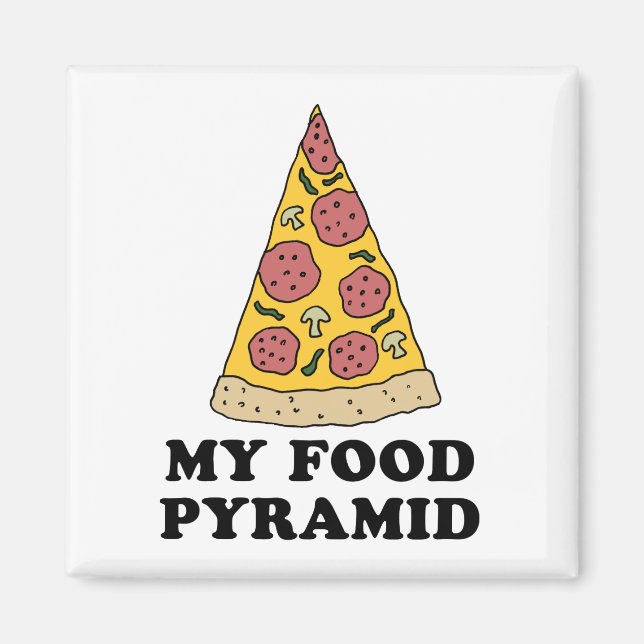My Food Pyramid Pizza Cartoon Magnet (Front)