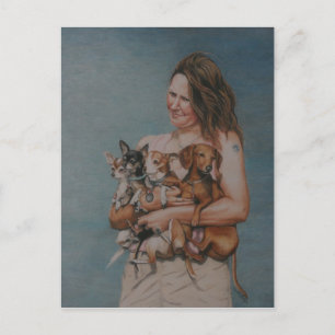 My Four Rescues Art Post Card