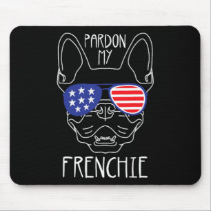 My Frenchie - Fun French Bulldog Usa Flag  Mouse Pad