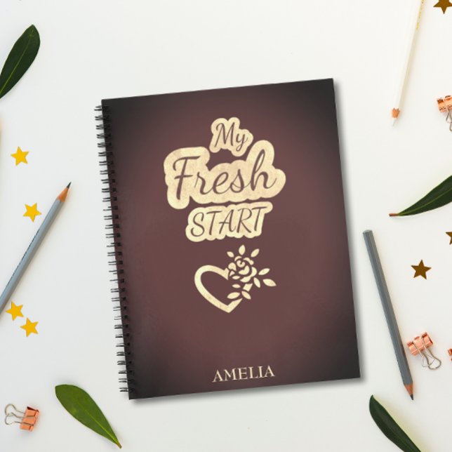 My Fresh Start modern trendy Maroon Red and Beige Notebook (Creator Uploaded)