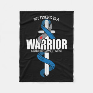 My Friend Is A Warrior Blue And Grey Diabetes Awar Fleece Blanket