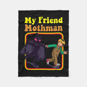 My Friend Mothman Fun Retro Cryptid Creatures Mons Fleece Blanket