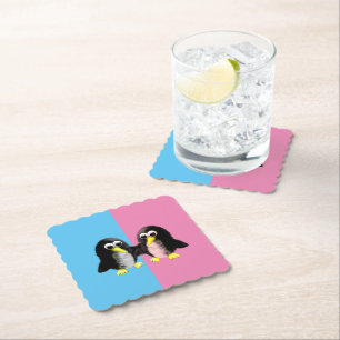 My friend the penguin , gender reveal party paper coaster