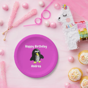 My friend the penguin ,Personalized for kids Paper Plate