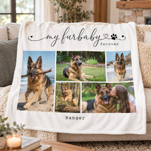 My Furbaby Forever White Pet Five Photo Keepsake Fleece Blanket