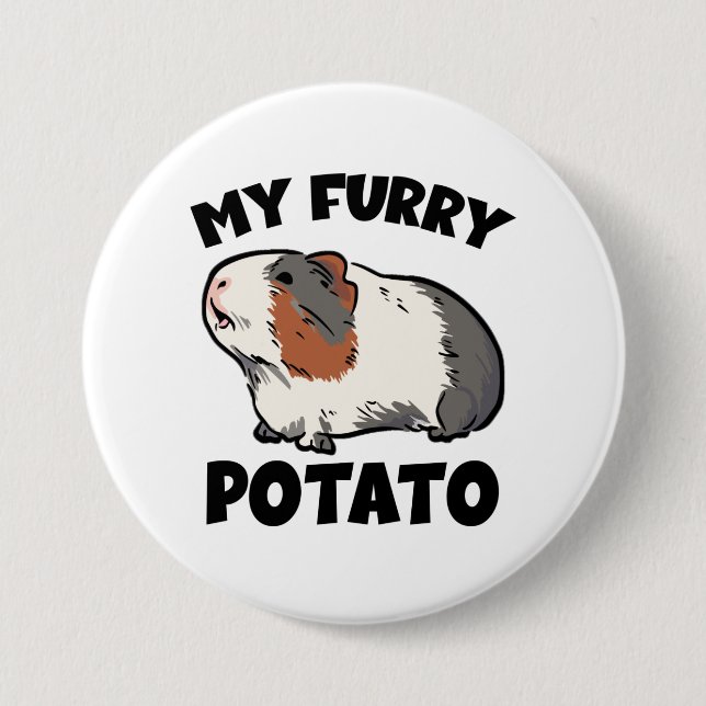 My furry potato guinea pig 3 inch round button (Front)