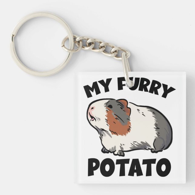 My furry potato guinea pig keychain (Front)