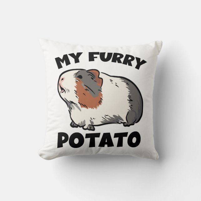 My furry potato guinea pig throw pillow (Front)