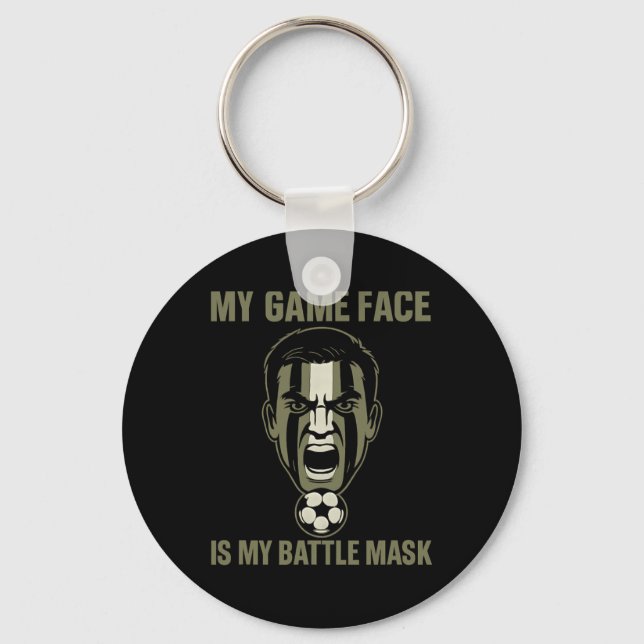 My Game Face Is My Byttle Mask Soccer Fan Camo Gra Keychain (Front)