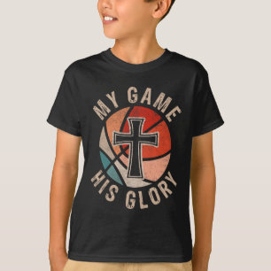 My Game His Glory Sketll Faith Cross  T-Shirt