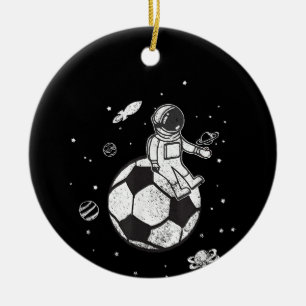 My Game Is Out Of This World! Soccer Spaceman Ceramic Ornament