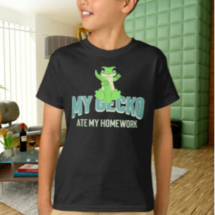 My Gecko Ate My Homework Kids Shirt