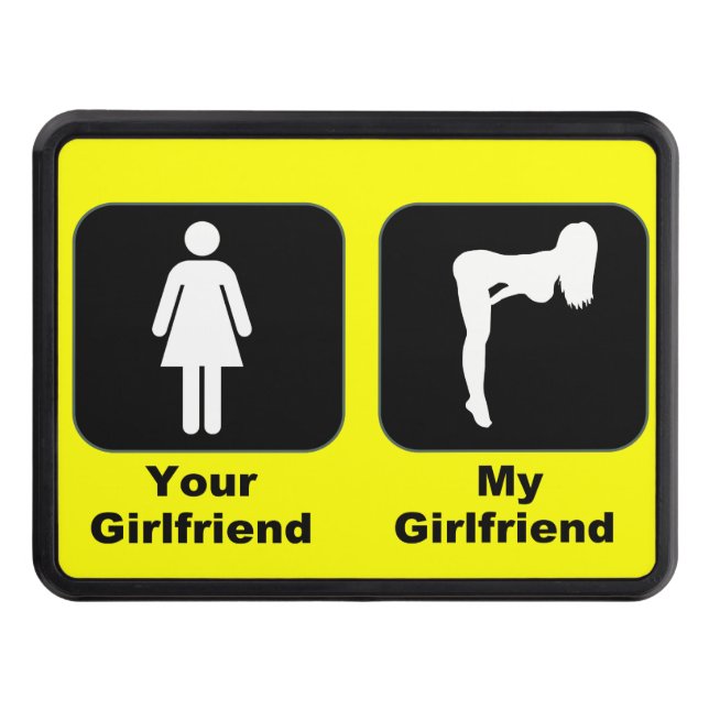 My girlfriend vs Your Girlfriend Trailer Hitch Cover (Front)