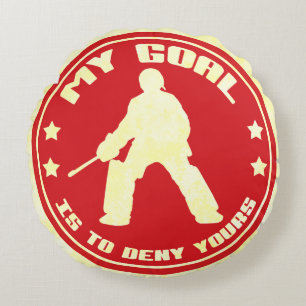 My Goal, Field Hockey Goalie Round Pillow, red Pillow