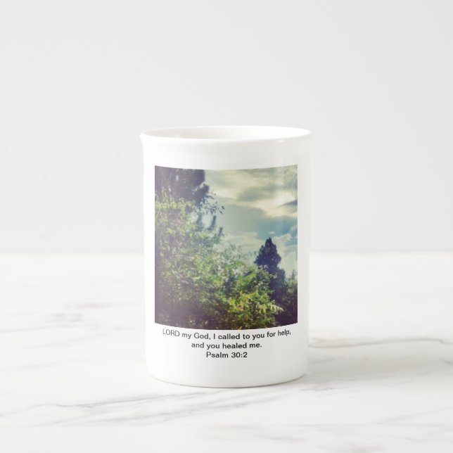 My God heals - bone china mug (Front)