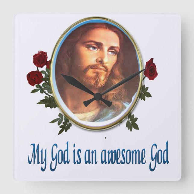 My God is a awesome God Square Wall Clock (Front)