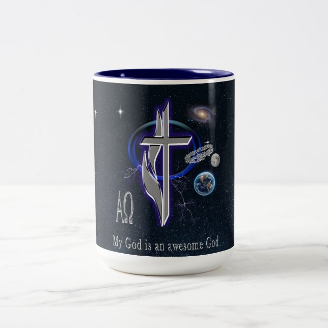 My God is an awesome God Two-Tone Coffee Mug (Center)