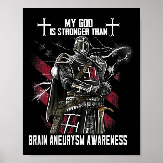 My God Is Stronger Than Brain Aneurysm Awareness  Poster (Front)