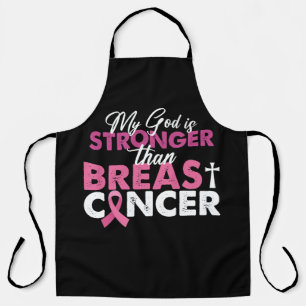 My God Is Stronger Than Breast Cancer Christian  Apron