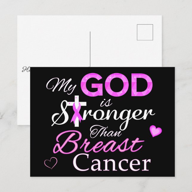 My GOD is Stronger Than Breast Cancer Postcard (Front/Back)
