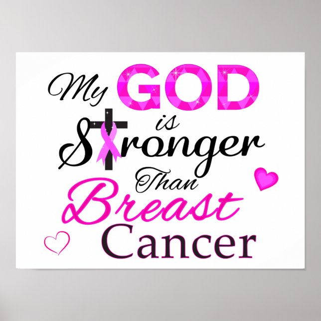 My GOD is Stronger Than Breast Cancer Poster (Front)