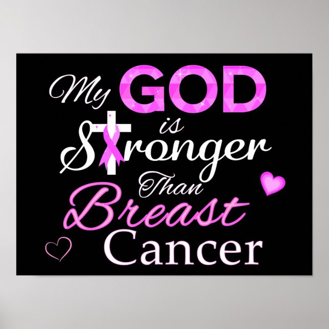 My GOD is Stronger Than Breast Cancer Poster (Front)