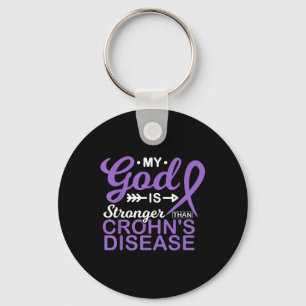 My God Is Stronger Than Crohns Disease Awareness Keychain