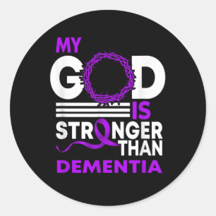 My God Is Stronger Than Dementia Awareness Ribbon Classic Round Sticker