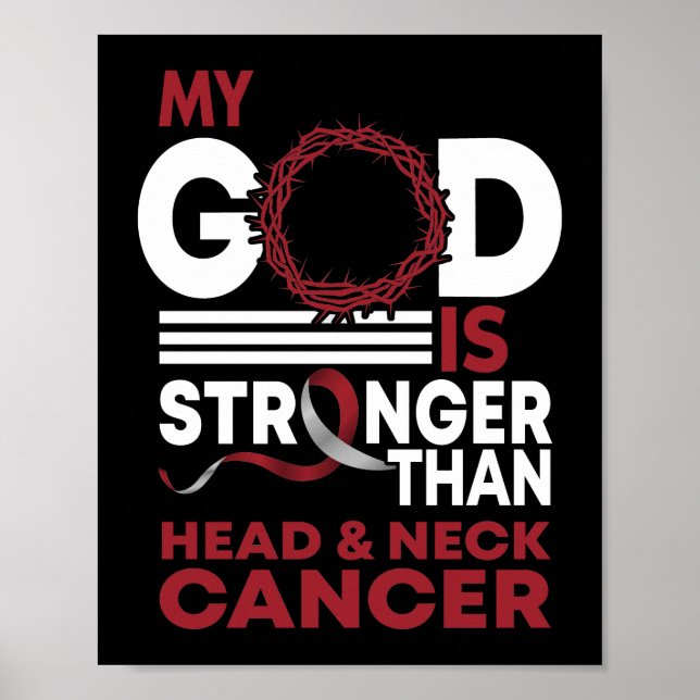 My God Is Stronger Than Head Neck Cancer Awareness Poster (Front)