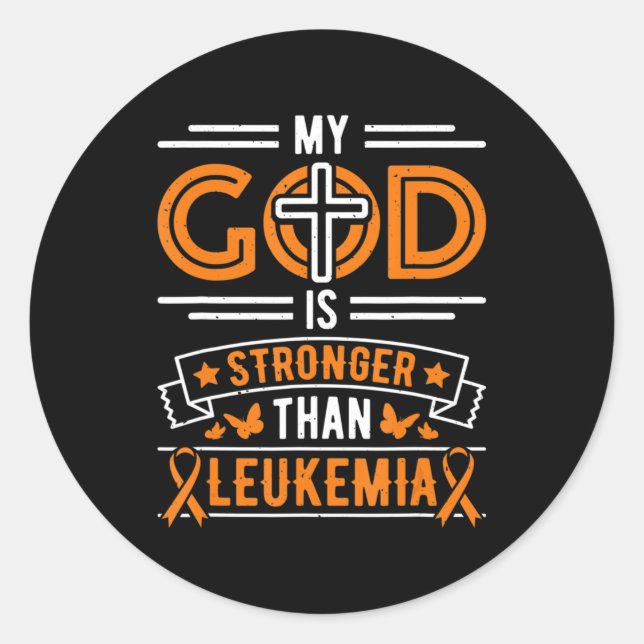 My God is Stronger Than Leukaemia Survivor  Classic Round Sticker (Front)