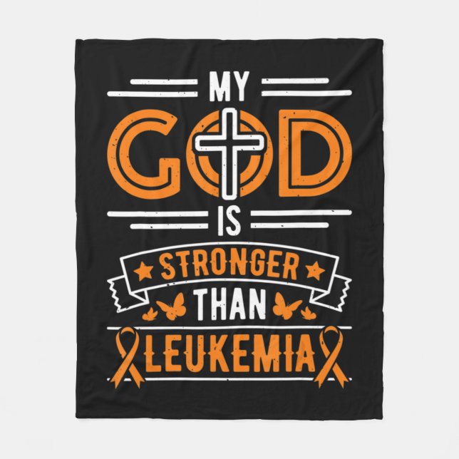 My God is Stronger Than Leukaemia Survivor  Fleece Blanket (Front)