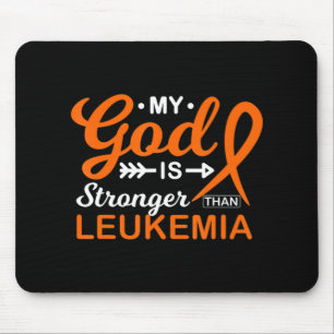 My God is Stronger Than Leukemia Awareness Warrior Mouse Pad